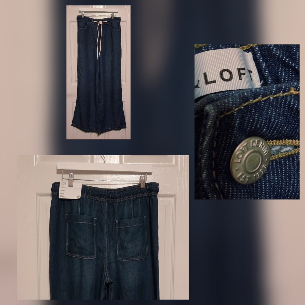 🔥New Indigo High Rise Wide-Leg Denim Pants